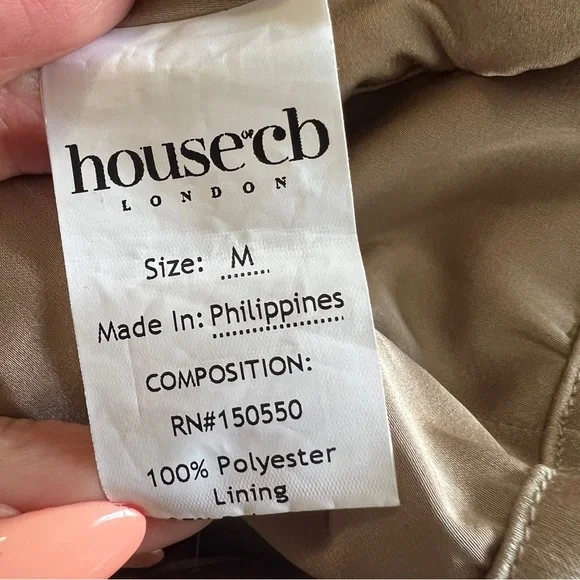 House of CB Sidonie Champagne Gold Lattice Satin Midi Skirt M - Picture 10 of 11